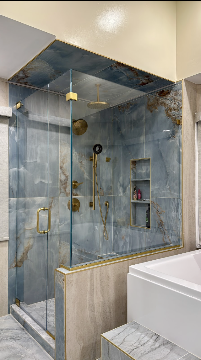Custom glass shower — Bernar Glass Inc